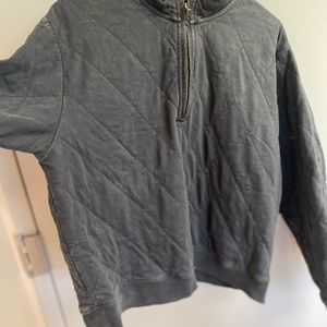 Grey distressed quilted sweatshirt